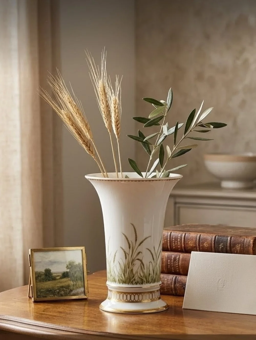 Beautiful Kaiser Artemis Vase by Nossek – Gold Rim, Grass Motif – 5